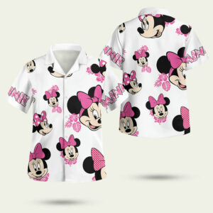 Disney cartoon cute face minnie mouse floral disney hawaiian shirt