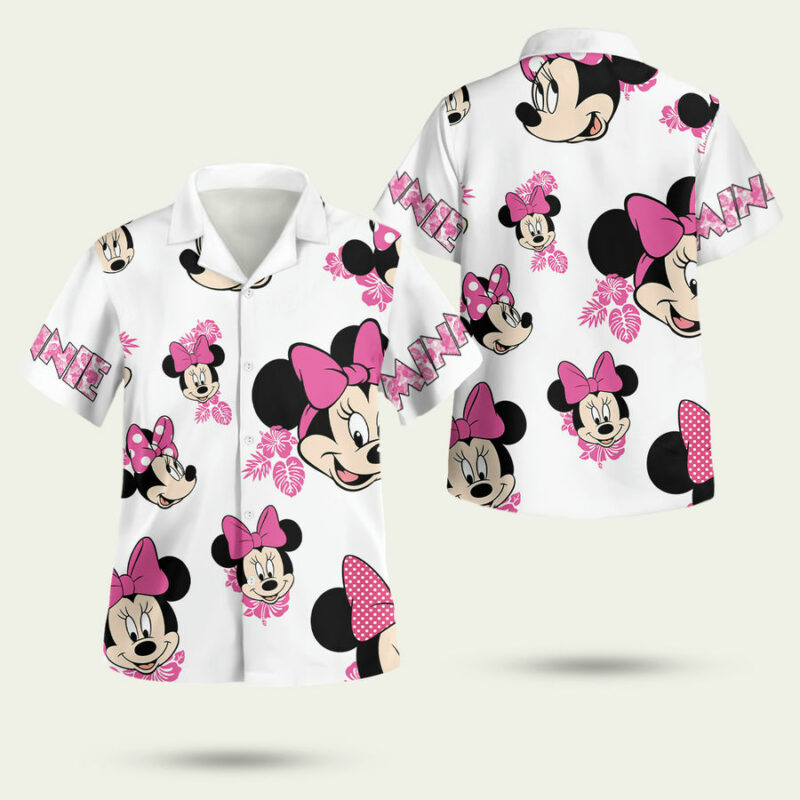 Disney Cartoon Cute Face Minnie Mouse Floral Disney Hawaiian Shirt