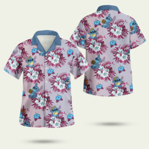 Disney lilo and stitch pink and blue pastel hawaiian shirt