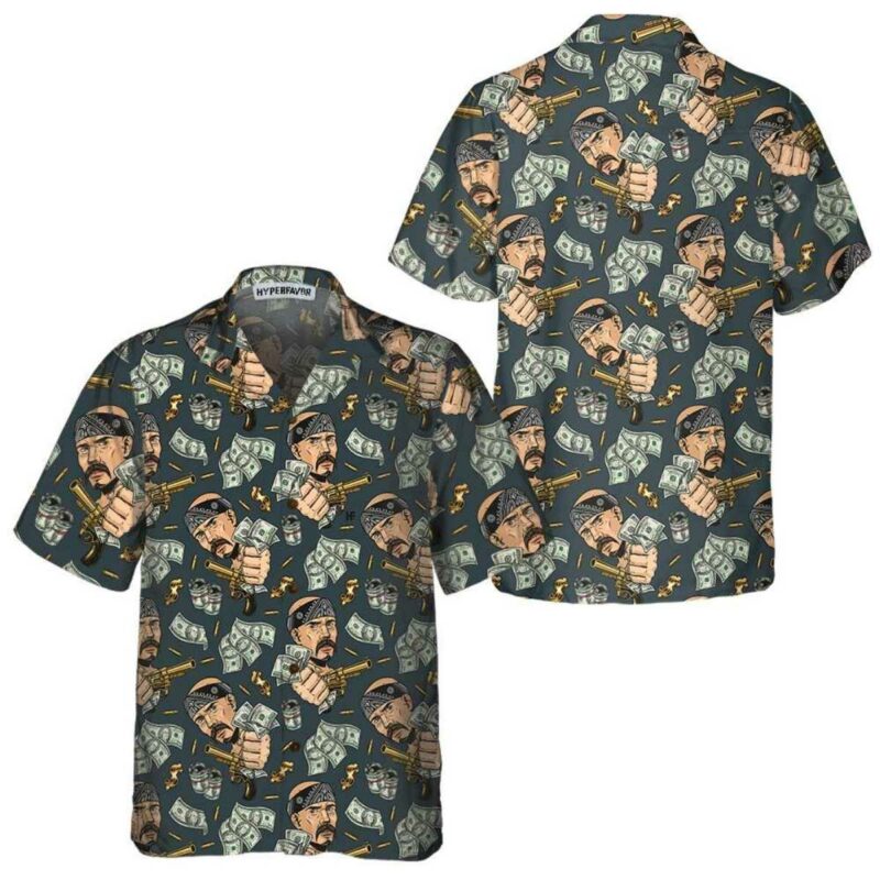 Dollar Bill And Gun Hawaiian Shirt