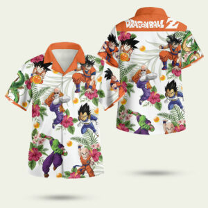 Dragon ball z characters son goku vegeta tropica hawaiian shirt