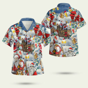 Drinking beer with santa claus hawaiian shirt