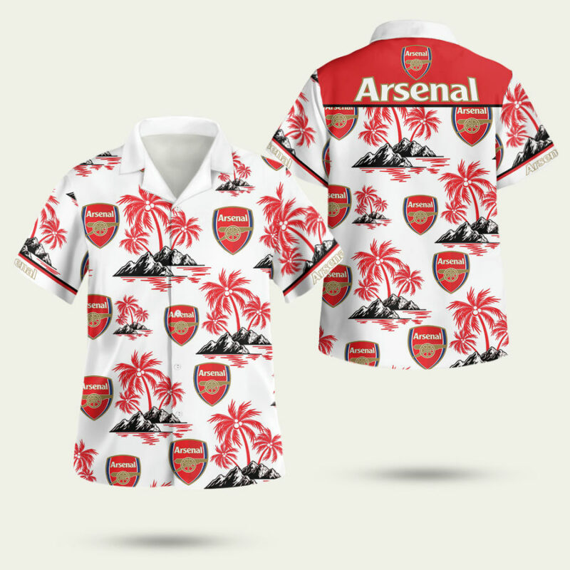 Epl Arsenal Floral Hawaiian Shirt