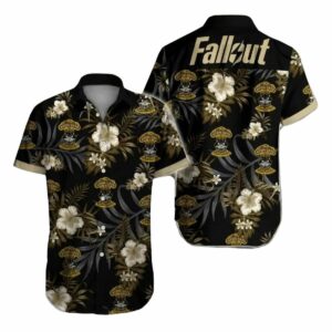 Fallout Hibiscus Black Hawaiian Shirt