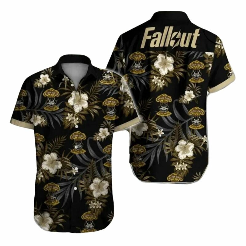 Fallout Hibiscus Black Hawaiian Shirt
