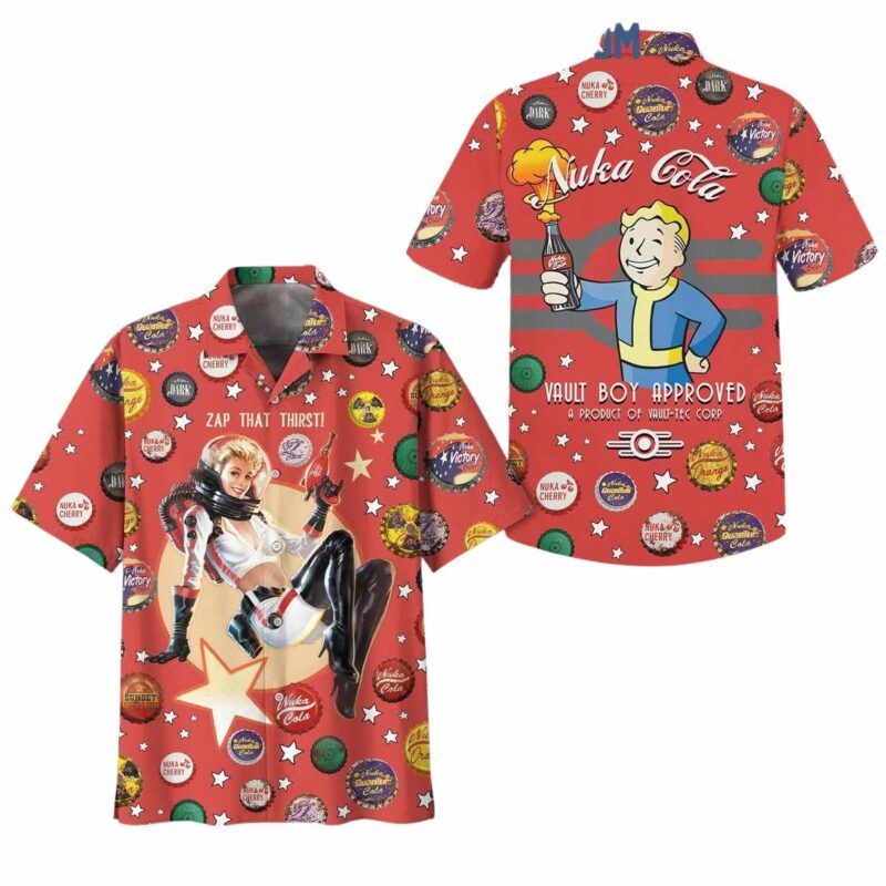 Fallout Nuka Cola Zap That Thirst Vault Boy Approved Hawaiian Shirt
