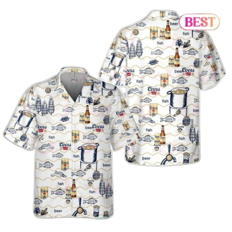 Fish Coors Banquet Making Process Pattern Hawaiian Shirt