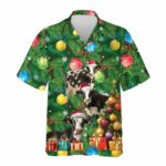 Fresian Cow Christmas Tree Hawaiian Shirt Front