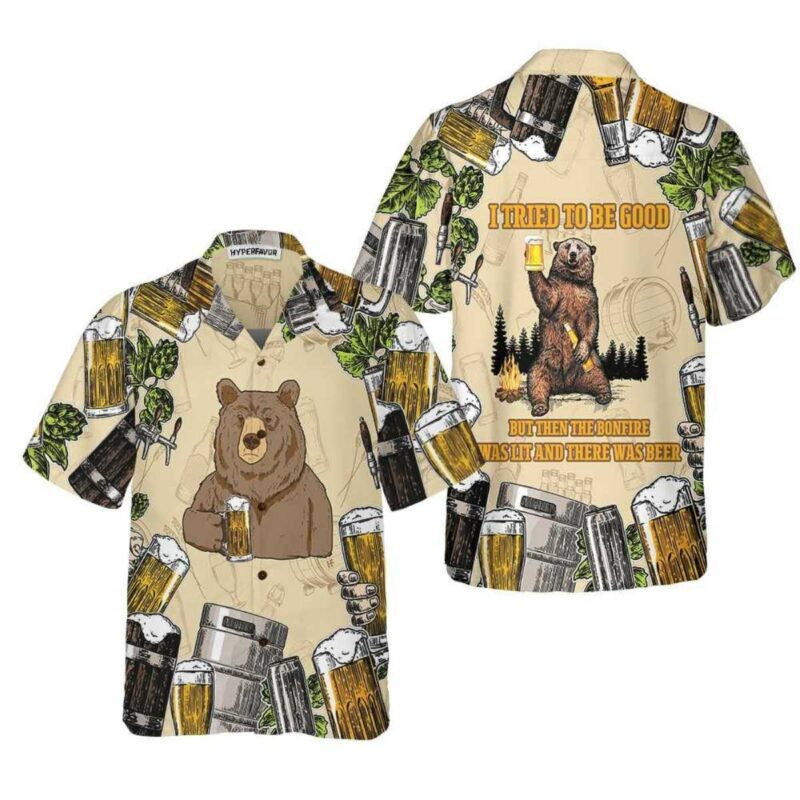 Funny Bear I Tried To Be Good Beer Camping Hawaiian Shirt