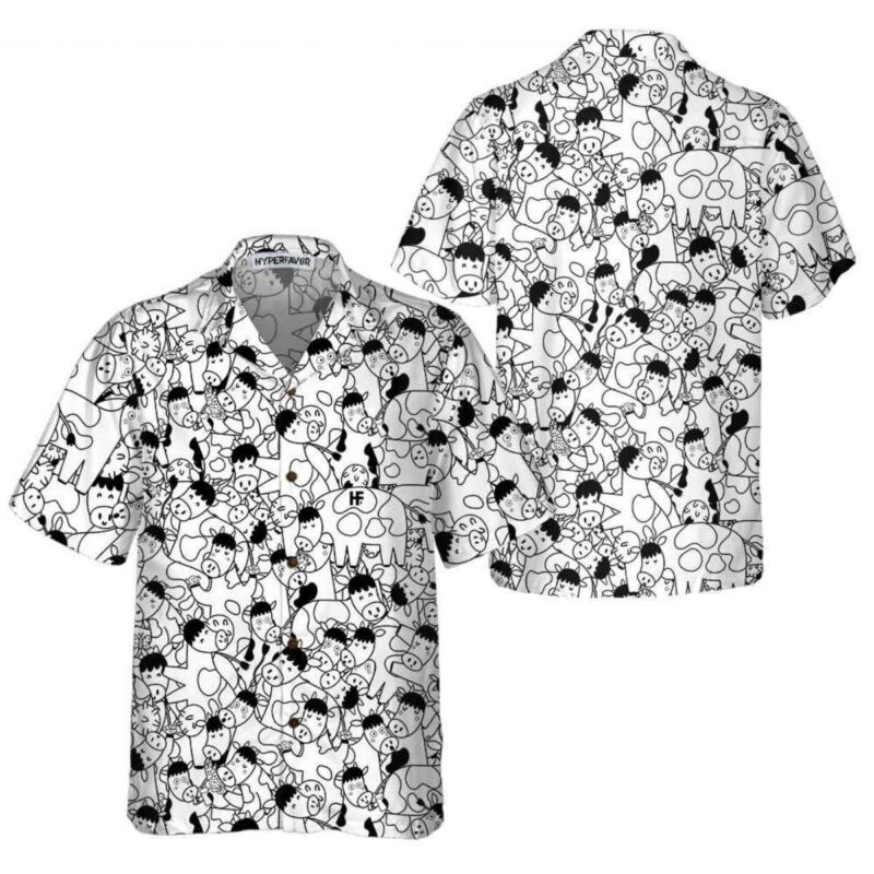 Funny Cow Doodle Pattern Hawaiian Shirt