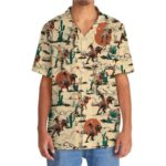 Funny Dinosaur Tyrannosaurus Rex Dino Summer Hawaiian Shirt Front 1