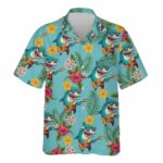 Funny Guitar Shark Tropical Floral Hawaiian Shirt Front