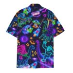Funny Neon Dinosaur Hawaiian Shirt Back