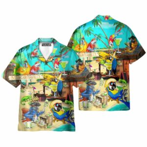 Funny Parrot In Summer Beach Party Margarita Cocktail Margaritaville Hawaiian Shirt