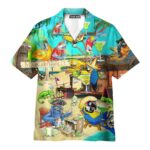 Funny Parrot In Summer Beach Party Margarita Cocktail Margaritaville Hawaiian Shirt Front