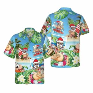 Funny Santa Claus In Aloha Hawaiian Shirt