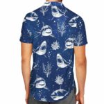 Funny Shark Blue Pattern Hawaiian Shirt Back 1