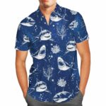 Funny Shark Blue Pattern Hawaiian Shirt Front 1