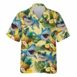 Funny Shark Pineapple Tropical Hawaiian Shirt Front