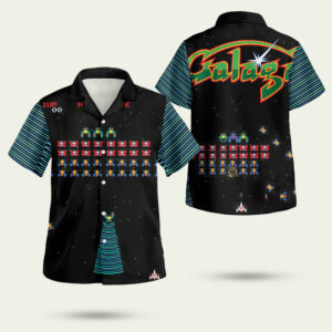 Galaga gubbi print hawaiian shirt