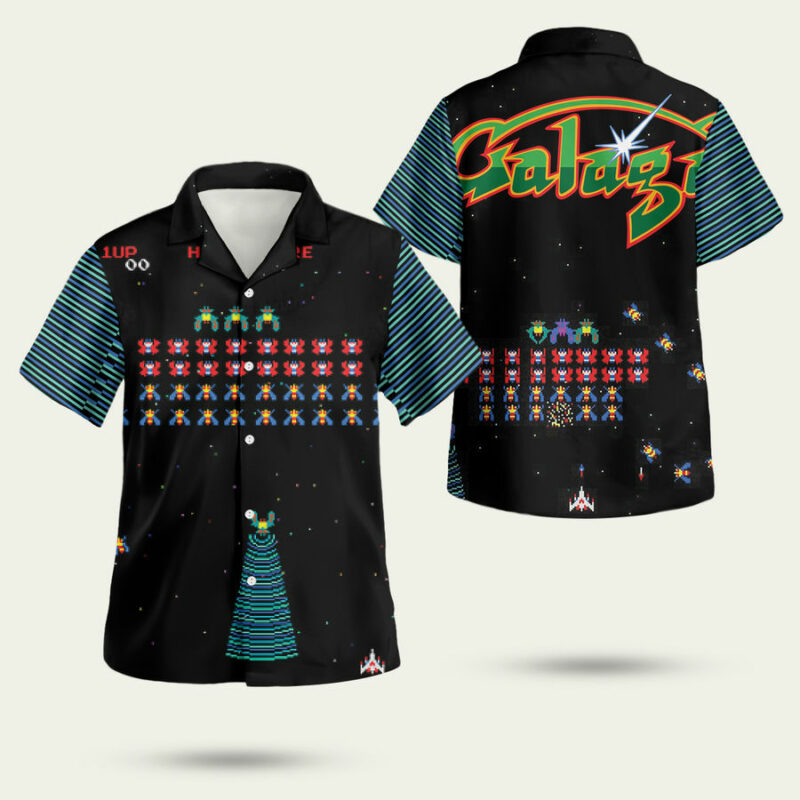 Galaga Gubbi Print Hawaiian Shirt