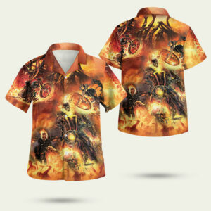 Ghost rider fire halloween hawaiian shirt