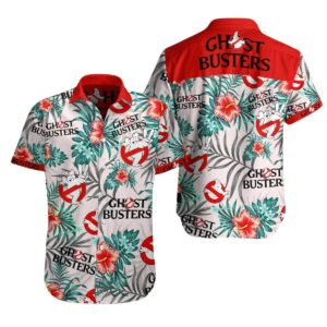 Ghostbusters Hibicus Floral Hawaiian Shirt