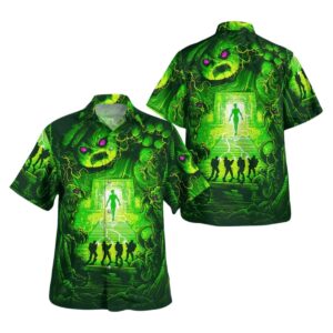 Ghostbusters Neon Green Hawaiian Shirt