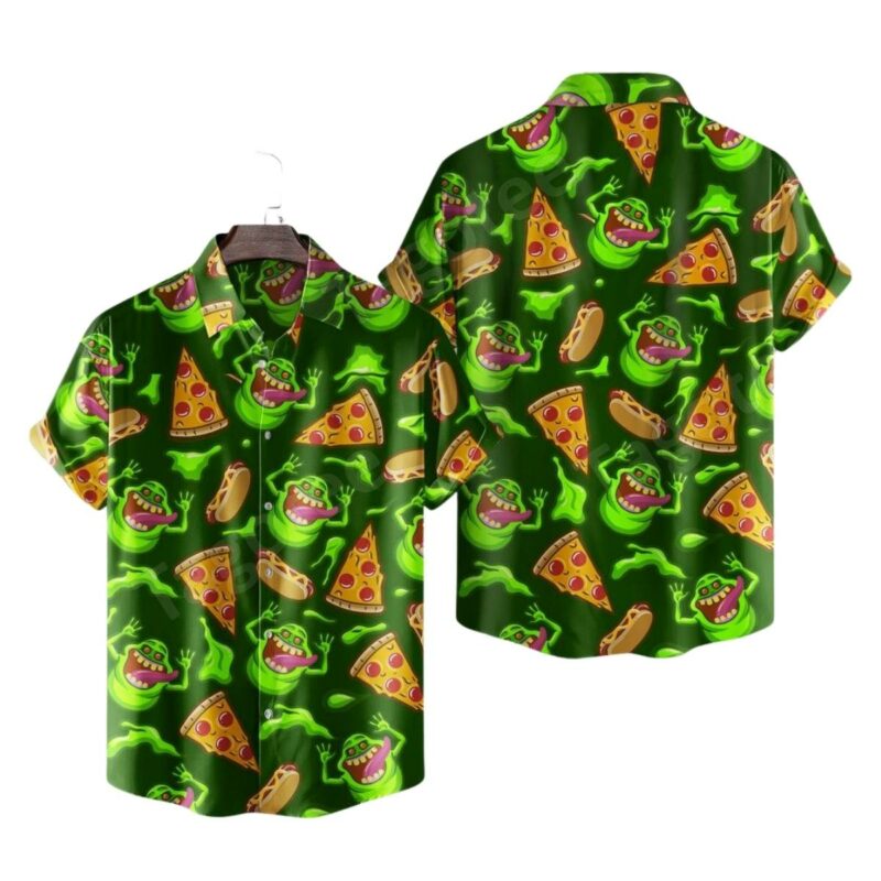 Ghostbusters Slime Pizza And Hotdog Hawaiian Shirt