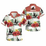 Godzilla Hibiscus Flower Hawaiian Shirt