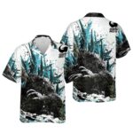 Godzilla Minus One Black And Blue Hawaiian Shirt