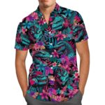 Godzilla Red Palm Leaves Hawaiian Shirt Front