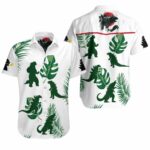 Godzilla Summer Beach White Pattern Hawaiian Shirt