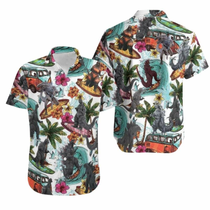 Godzilla Tropical Summer Beach Hawaiian Shirt