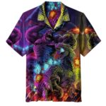 Godzilla vs King Kong Neon Pattern Hawaiian Shirt