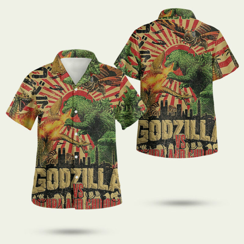Godzilla Vs Mothra And Ghidorah Hawaiian Shirt