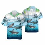 Gray Shark Tribal Shark Hawaiian Shirt