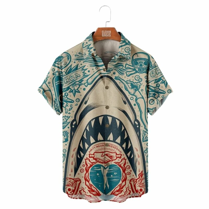 Great White Shark Pattern Hawaiian Shirt
