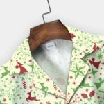 Green Santa Riding Dinosaur Hawaiian Shirt Front