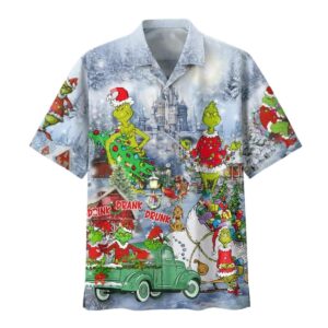 Grinch Drink Drank Drunk Christmas Hawaiian Shirt