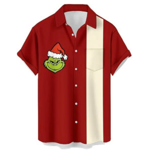 Grinch Face Red Hawaiian Shirt