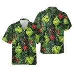 Grinch Face Tropical Hawaiian Shirt