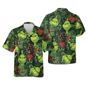Grinch Face Tropical Hawaiian Shirt