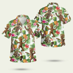 Groot marvel floral hawaiian shirt