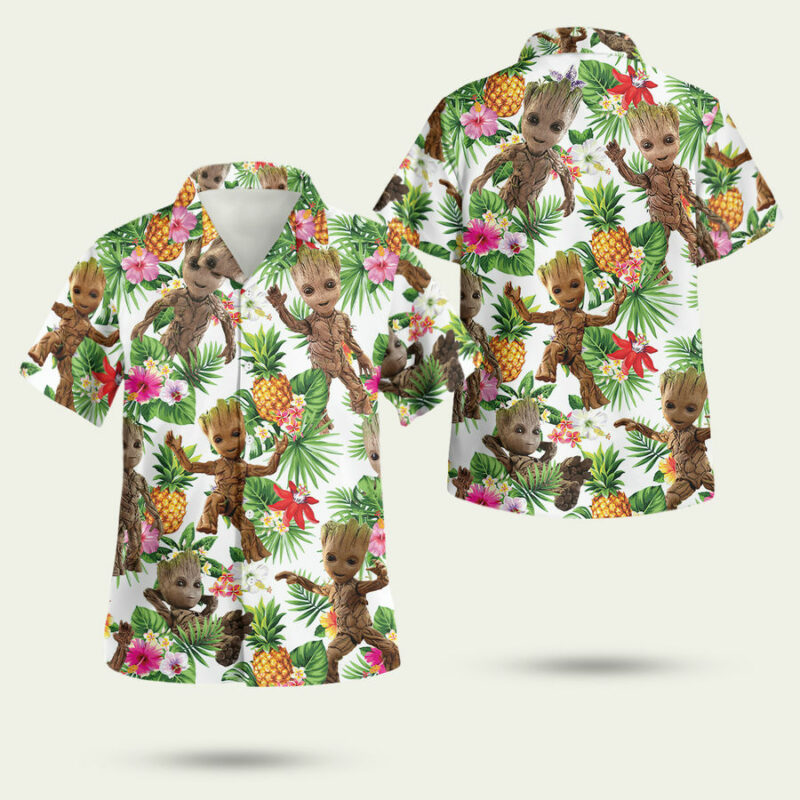 Groot Marvel Floral Hawaiian Shirt
