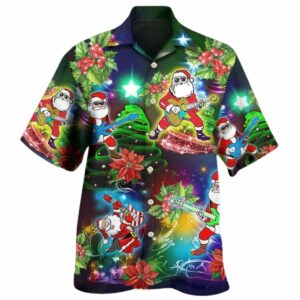 Guitar Music Santa So High Hawaiian Shirt