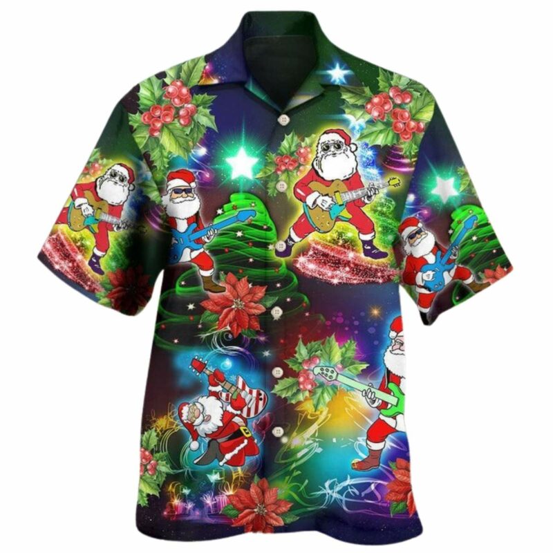 Guitar Music Santa So High Hawaiian Shirt