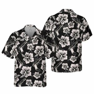 Gun Black Hawaiian Shirt