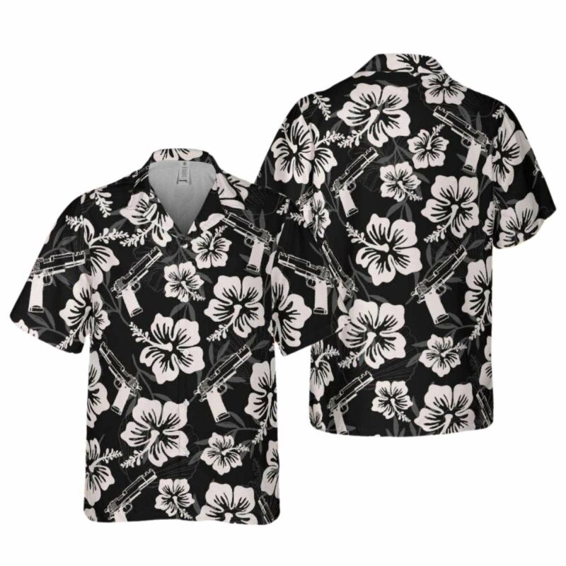 Gun Black Hawaiian Shirt