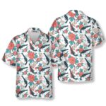 Gun Diamond and Flower Pattern Gun Hawaiian Shirt